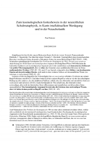 Das kosmologische Argument in der Neuzeit