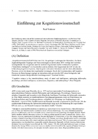 Einführung  Kognitionswissenschaft Trier