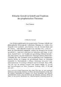 Prophetischer Theismus Ethische Gewalt