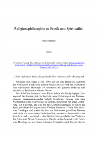 Religionsphilosophie zu Erotik und Spiritualität