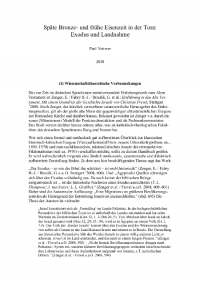 Spätbronze Frühe Eisenzeit in der Tora. Exodus Landnahme